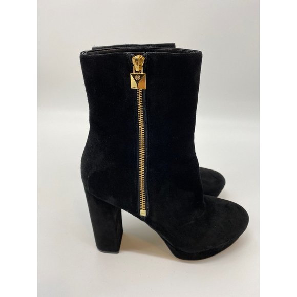 Michael Kors Platform Black Suede Ankle Boots Sz 9.5M - Picture 3 of 6